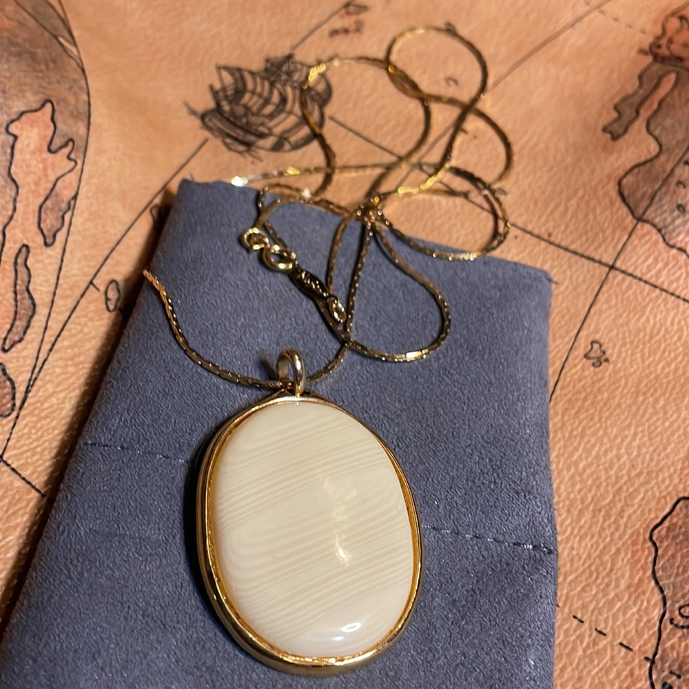 Napier Gold Necklace with White Mahogany Pendant